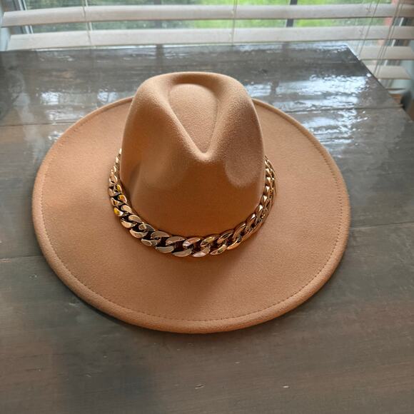 Camel Chain Link Strap Western Fashion Hat Sz O/S main image 4